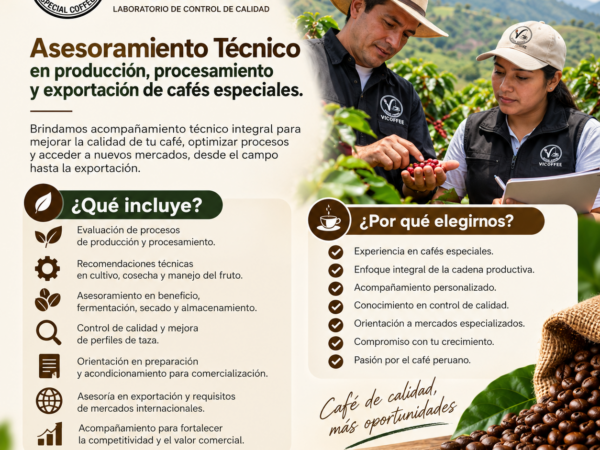 ⁠Asesoramiento Técnico en producción, procesamiento y exportación de cafés especiales.