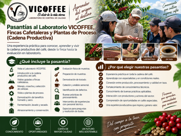 Pasantías al Laboratorio VICOFFEE, Fincas Cafetaleras y Plantas de Proceso
